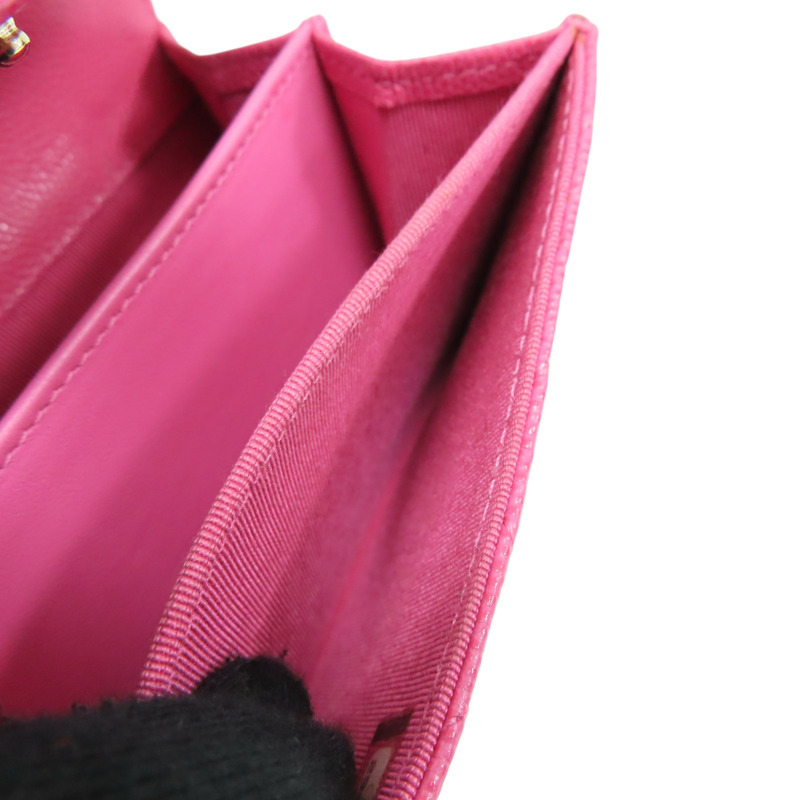 粉色 荔枝紋 牛皮 零錢包 名片夾 AP0214【CHANEL 香奈兒】 AP0214-5