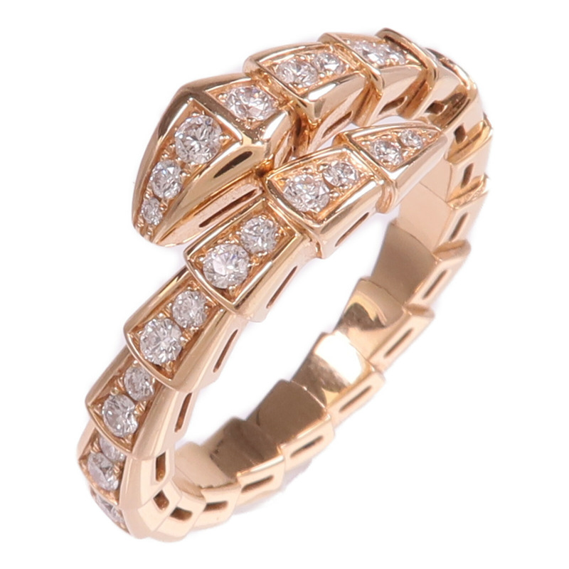 BVLGARI 18K玫瑰金Serpenti Viper鑽石戒指Bvlgari#XL/US#8.25-0