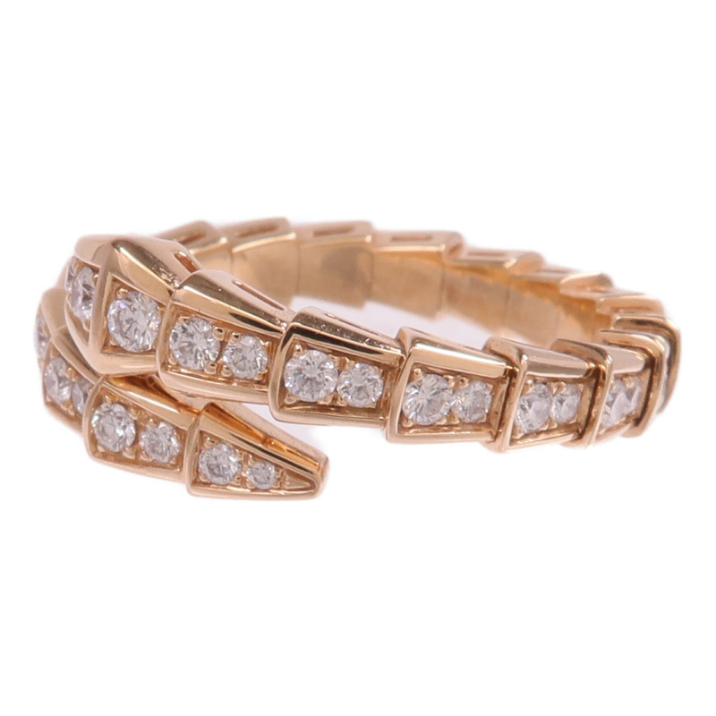 BVLGARI 18K玫瑰金Serpenti Viper鑽石戒指Bvlgari#XL/US#8.25-2