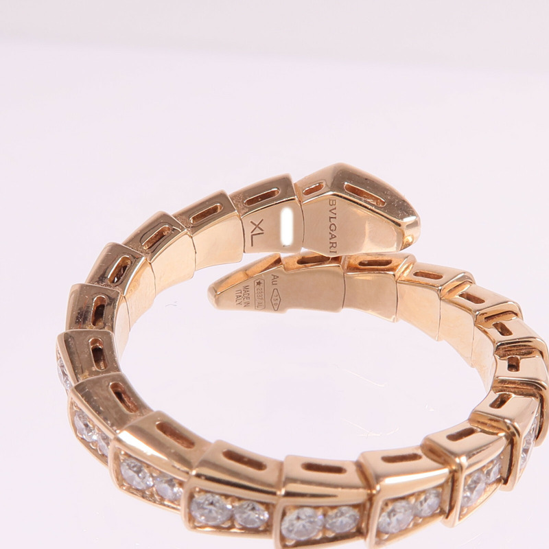 BVLGARI 18K玫瑰金Serpenti Viper鑽石戒指Bvlgari#XL/US#8.25-4