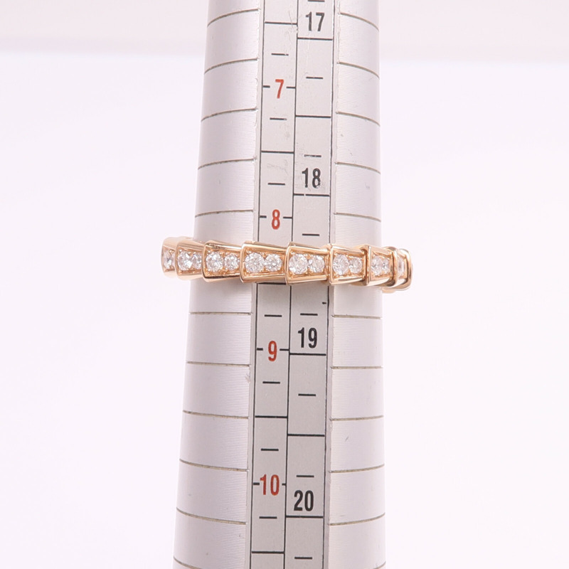 BVLGARI 18K玫瑰金Serpenti Viper鑽石戒指Bvlgari#XL/US#8.25-5