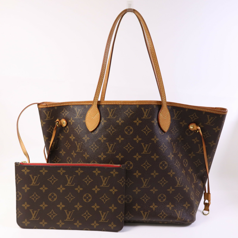 LOUIS VUITTON Monogram Neverfull MM金扣手挽袋-9