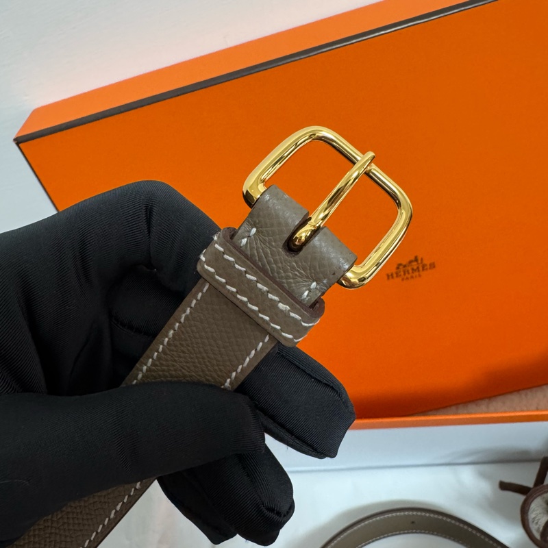全新全配 愛馬仕 HermesDella elan 大象灰金扣-14