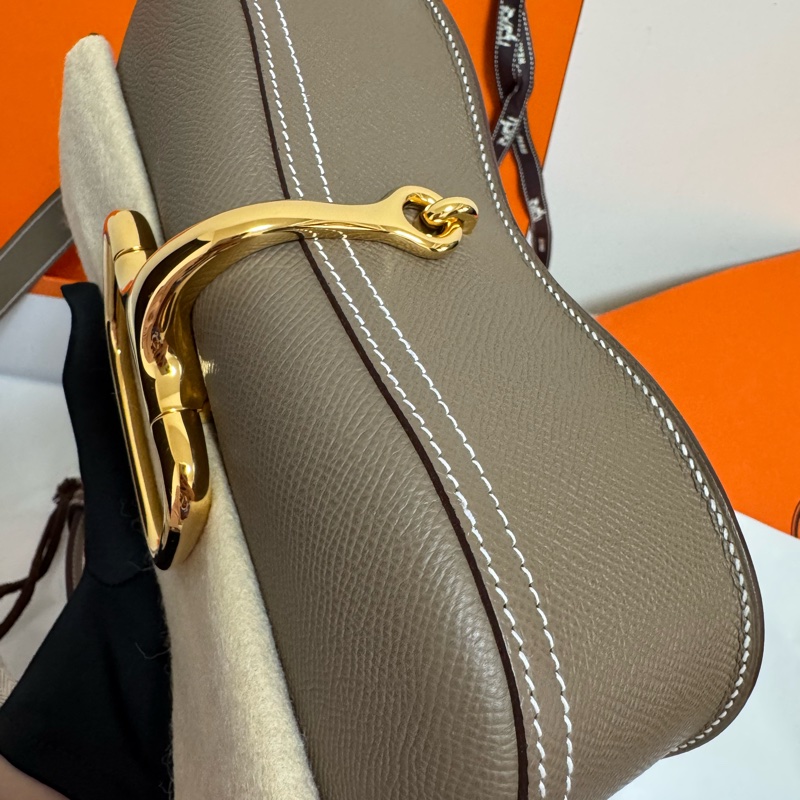 全新全配 愛馬仕 HermesDella elan 大象灰金扣-17