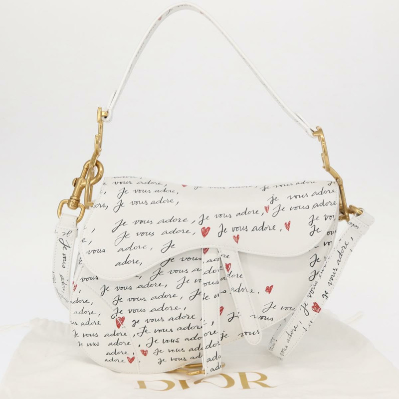 【日本直送】Christian Dior 心型 Je Vous Adore 馬鞍包 白色真皮 正品 yk20145SM-11