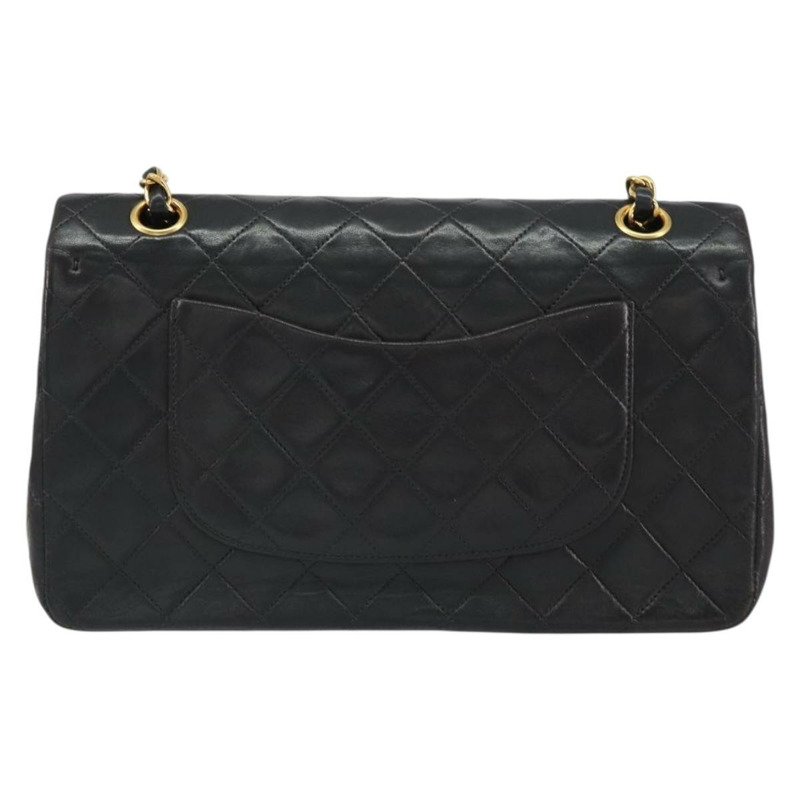 【日本直送】香奈兒 Matelasse 25 雙蓋鏈條包,羊皮材質,黑色,金色雙C標誌,正品編號 BA9221SAV-1