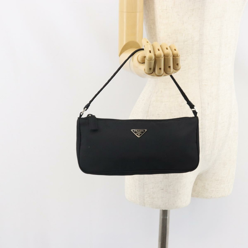 【日本直送】PRADA 尼龍黑色銀色配件包 Auth 162965V-21