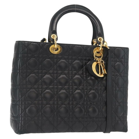 Christian Dior Canage 手提包 皮革 2way 黑色 金色 正品 ep12707