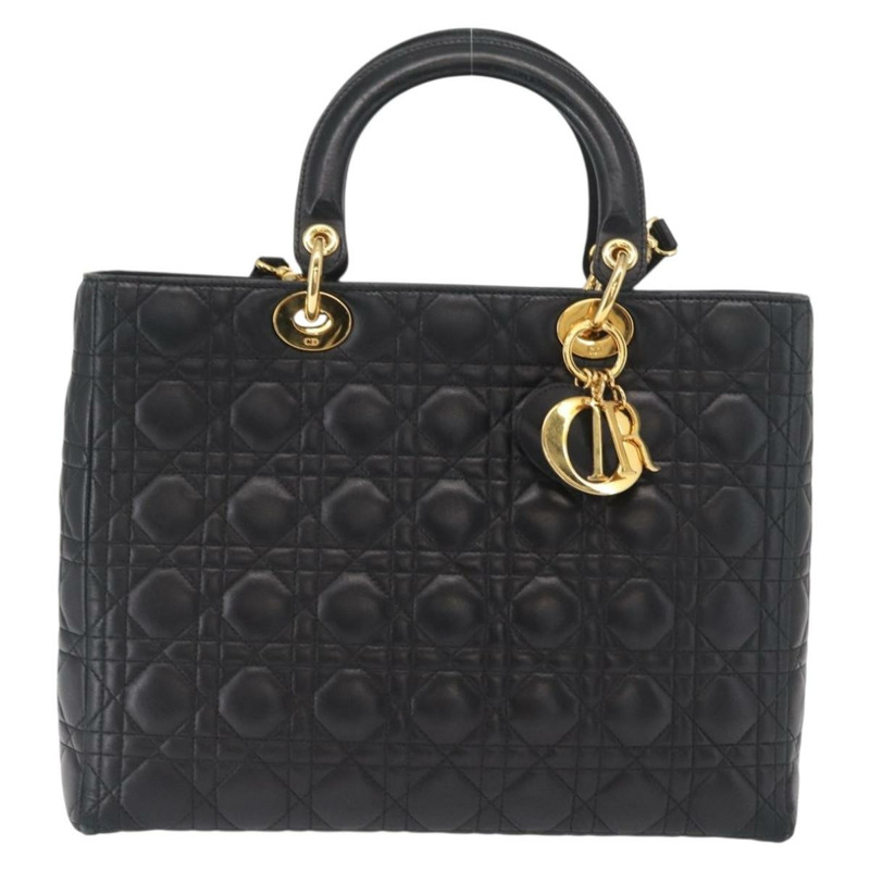 【日本直送】Christian Dior Canage 手提包 皮革 2way 黑色 金色 正品 ep12707-1