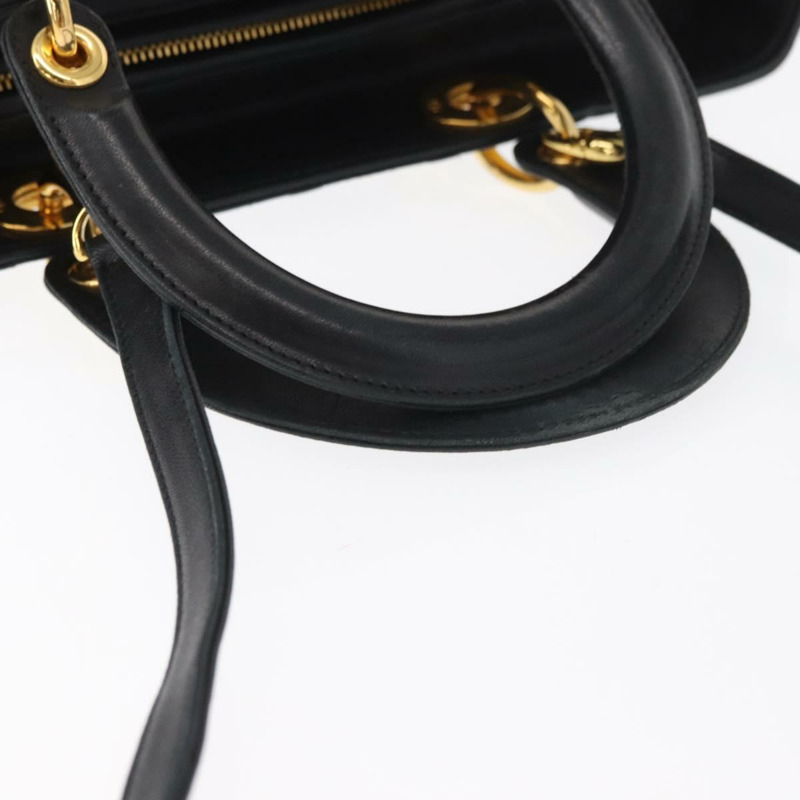 【日本直送】Christian Dior Canage 手提包 皮革 2way 黑色 金色 正品 ep12707-6