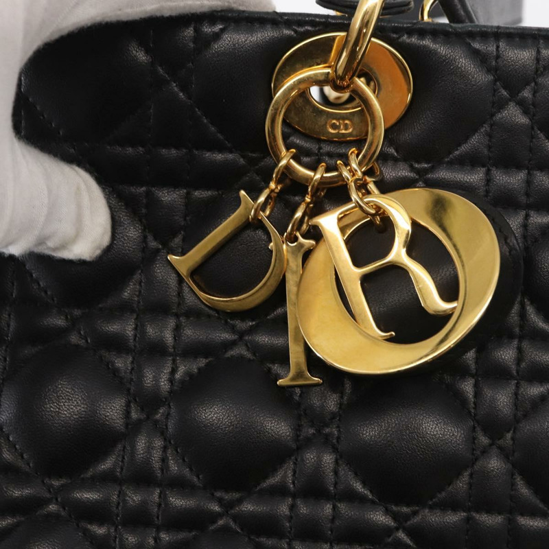 【日本直送】Christian Dior Canage 手提包 皮革 2way 黑色 金色 正品 ep12707-15