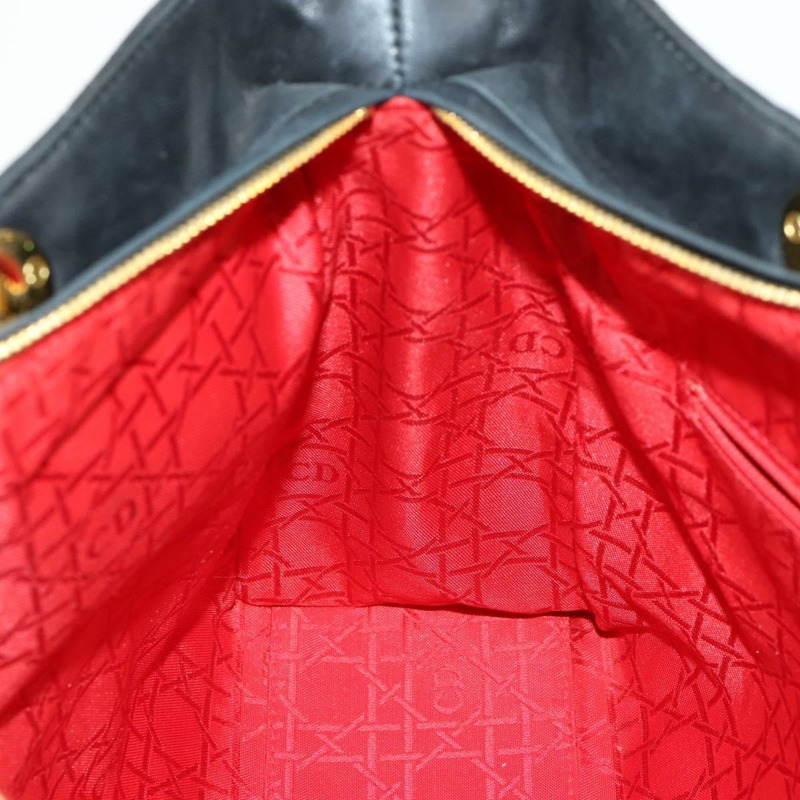 【日本直送】Christian Dior Lady Dior Canage 手提包 皮革 黑色 金色 正品 ep12935-17