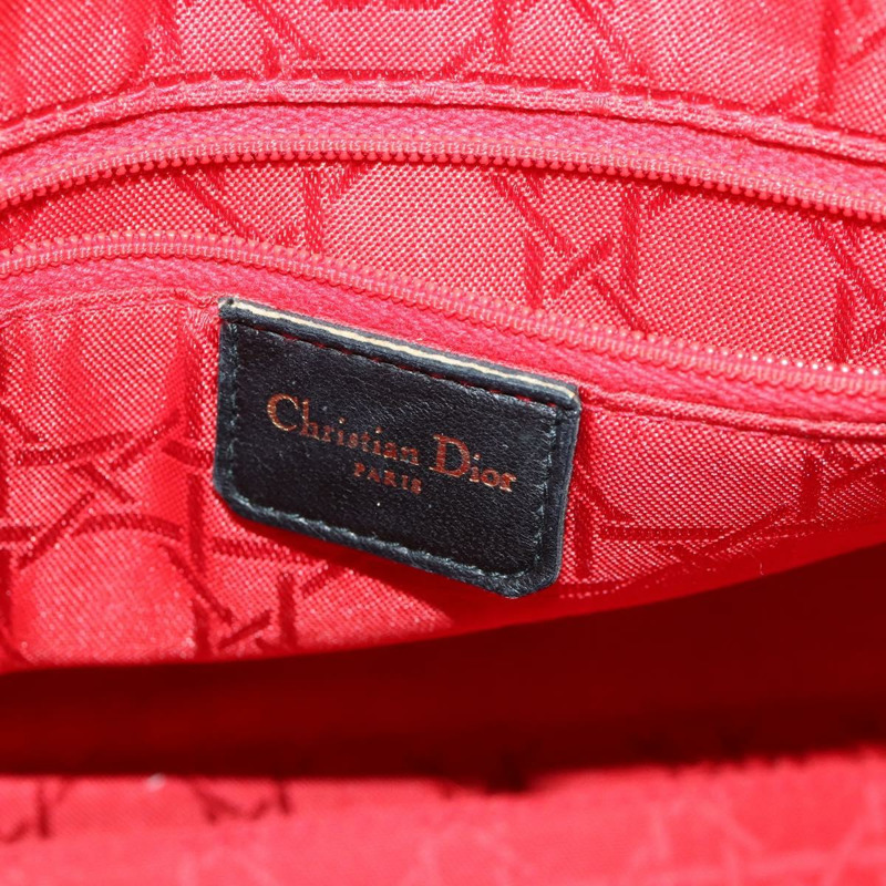 【日本直送】Christian Dior Lady Dior Canage 手提包 皮革 黑色 金色 正品 ep12935-19