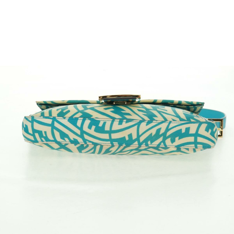 【日本直送】FENDI Zucca 帆布 Mamma 水桶肩背包 淺藍色 金色 正品 am10568V-9