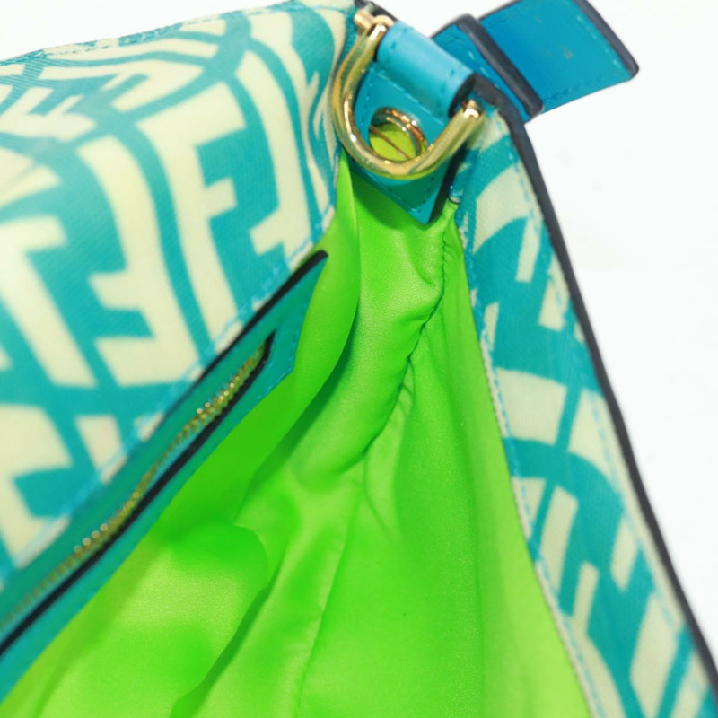 【日本直送】FENDI Zucca 帆布 Mamma 水桶肩背包 淺藍色 金色 正品 am10568V-20