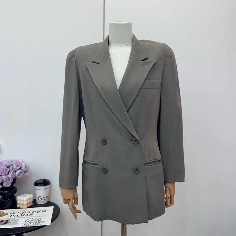 Emporio Armani灰色雙排扣女士西裝外套 vintage 中古-0