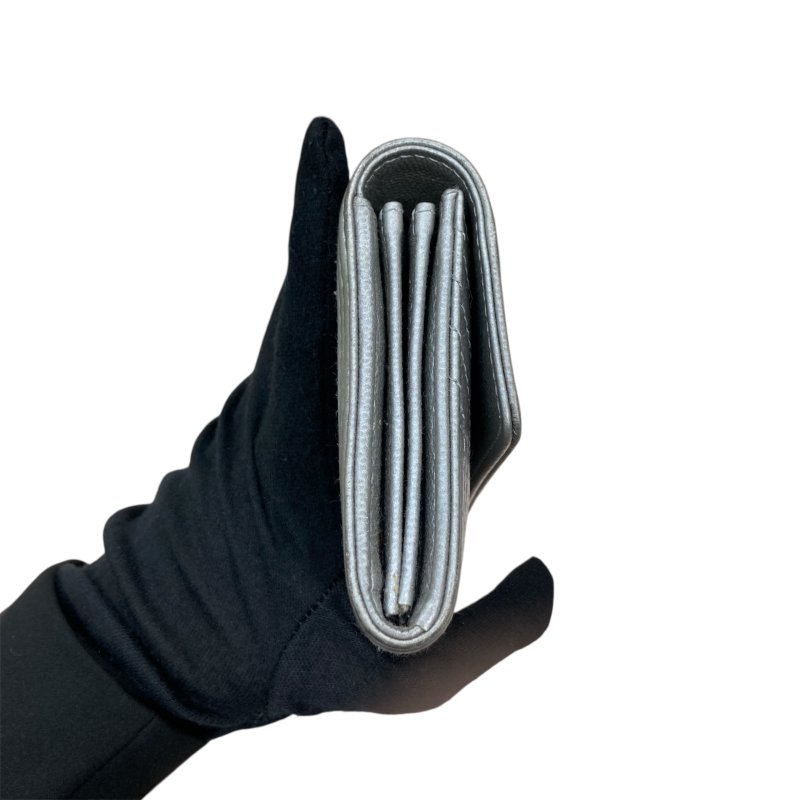 CHANEL香奈兒 LEBOY翻蓋長夾 荔枝牛皮 銀色 銀釦-3