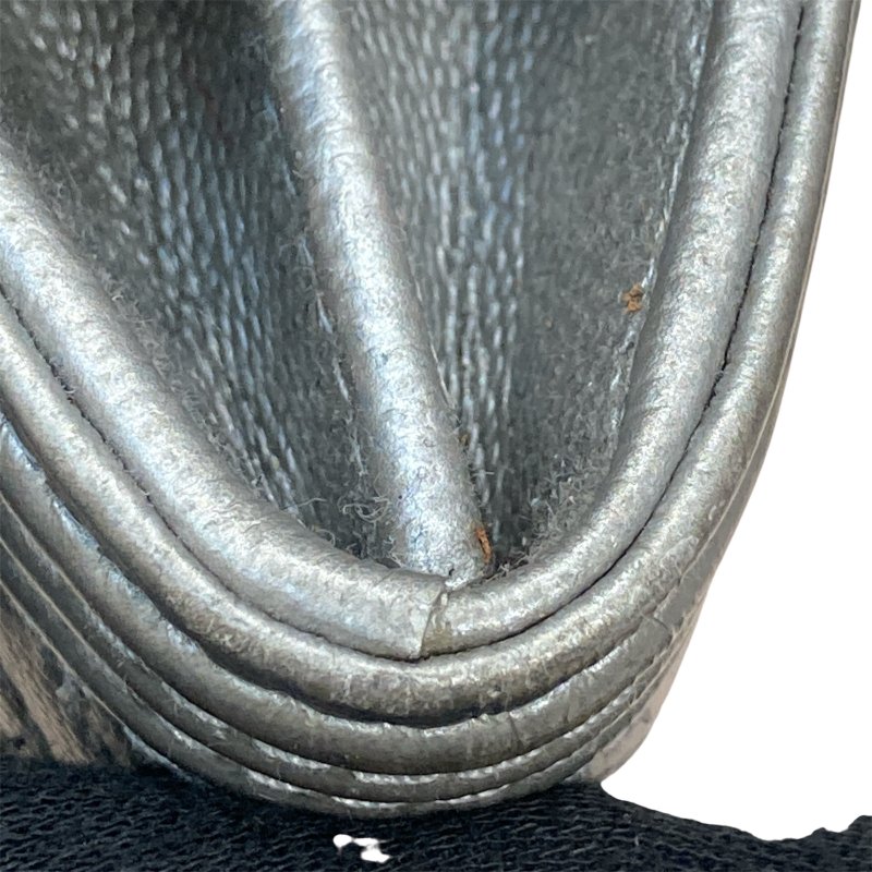 CHANEL香奈兒 LEBOY翻蓋長夾 荔枝牛皮 銀色 銀釦-8