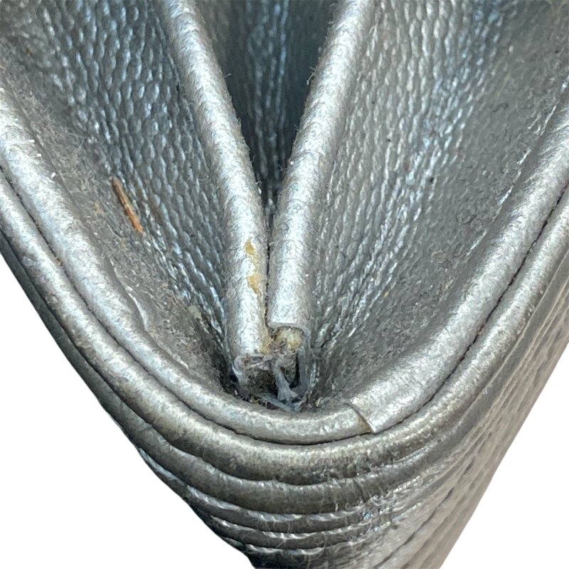 CHANEL香奈兒 LEBOY翻蓋長夾 荔枝牛皮 銀色 銀釦-9