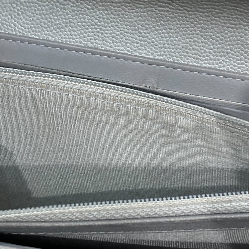 CHANEL香奈兒 LEBOY翻蓋長夾 荔枝牛皮 銀色 銀釦-15