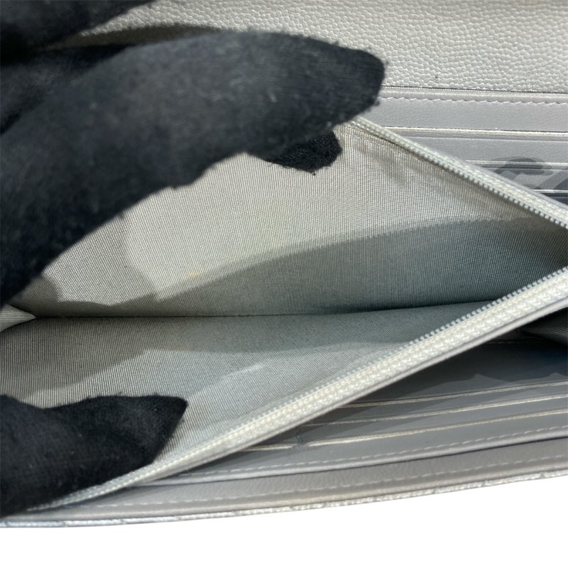 CHANEL香奈兒 LEBOY翻蓋長夾 荔枝牛皮 銀色 銀釦-19