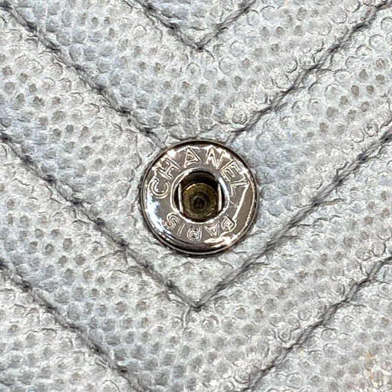 CHANEL香奈兒 LEBOY翻蓋長夾 荔枝牛皮 銀色 銀釦-21