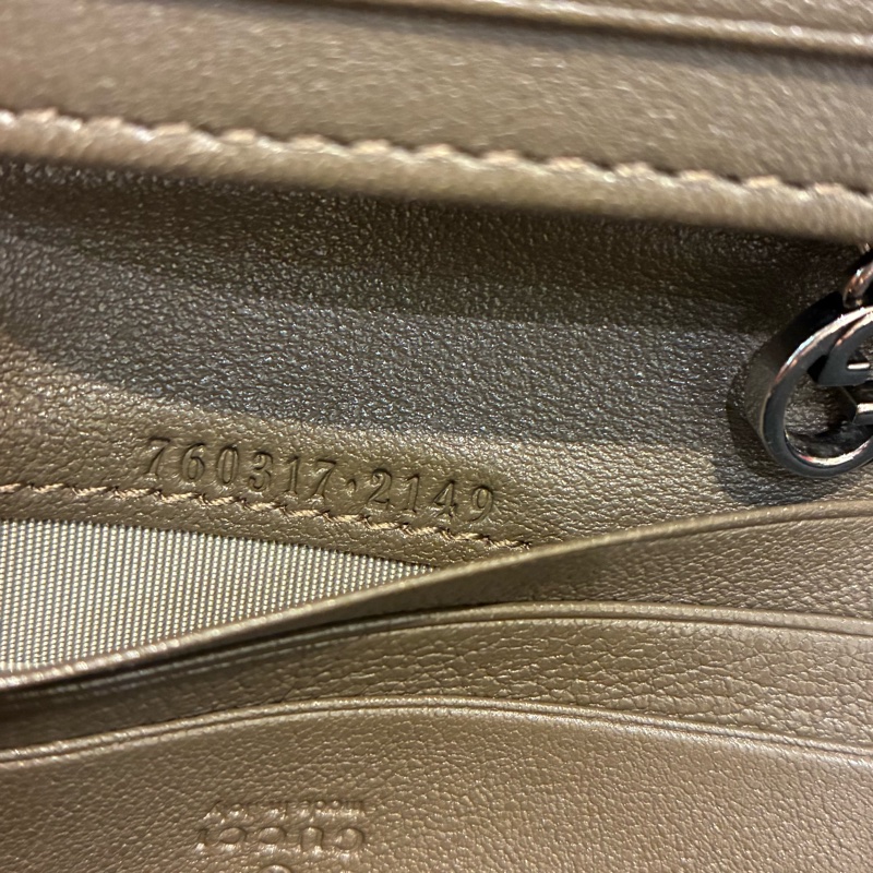 Gucci墨綠牛皮雙G釦式短夾-20