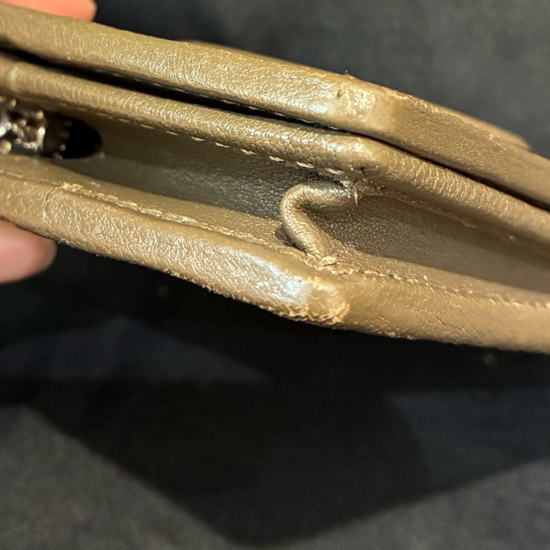 Gucci墨綠牛皮雙G釦式短夾-22