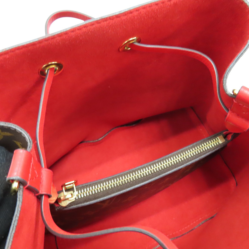 棕/罌粟紅色 原花帆布 牛皮 NeoNoe MM 水桶包 肩背包【LOUIS VUITTON LV 路易威登】 M44021-5