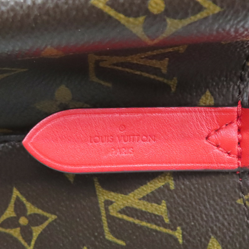 棕/罌粟紅色 原花帆布 牛皮 NeoNoe MM 水桶包 肩背包【LOUIS VUITTON LV 路易威登】 M44021-7