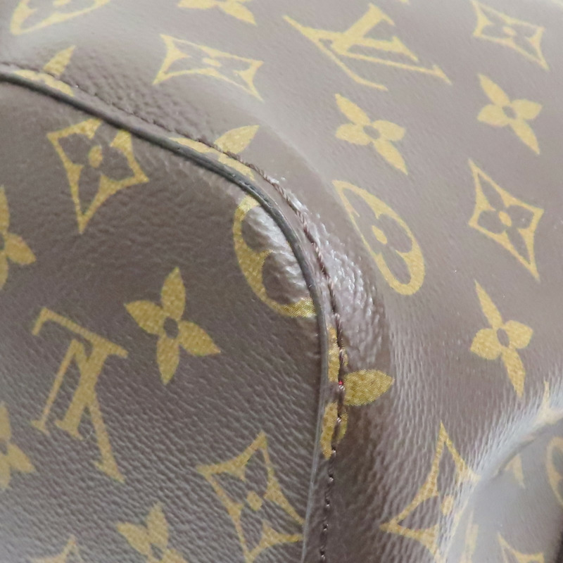 棕/罌粟紅色 原花帆布 牛皮 NeoNoe MM 水桶包 肩背包【LOUIS VUITTON LV 路易威登】 M44021-12