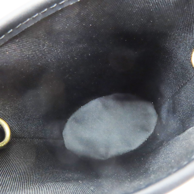 米色帆布 刺繡原花 黑色牛皮飾邊 Nano Bucket 兩用包【LOUIS VUITTON LV 路易威登】 M82418-4