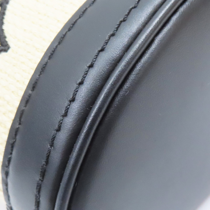 米色帆布 刺繡原花 黑色牛皮飾邊 Nano Bucket 兩用包【LOUIS VUITTON LV 路易威登】 M82418-7