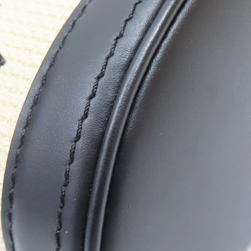 米色帆布 刺繡原花 黑色牛皮飾邊 Nano Bucket 兩用包【LOUIS VUITTON LV 路易威登】 M82418-9