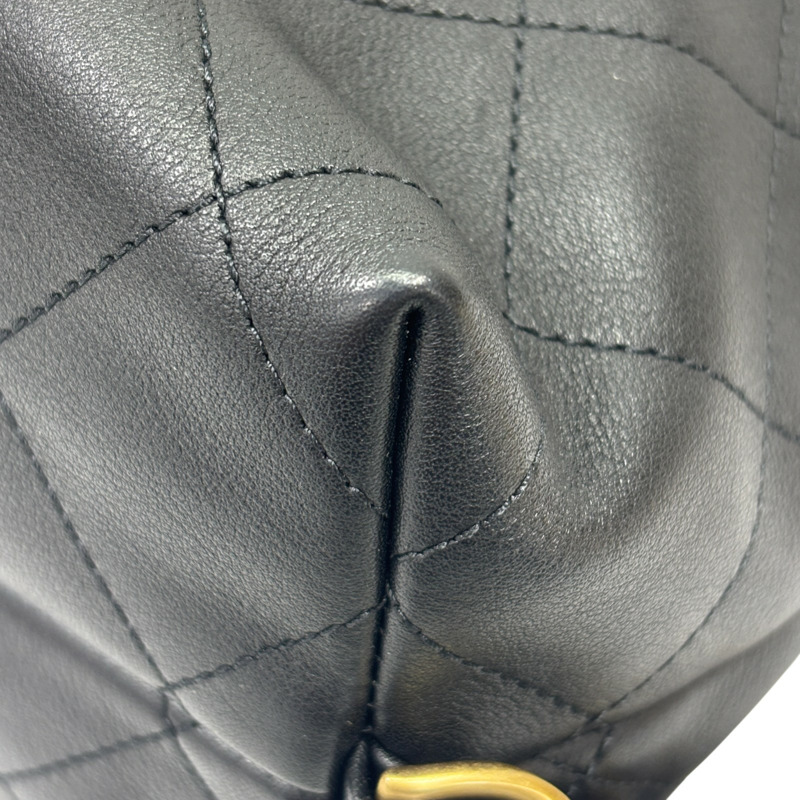 黑色 菱格紋 牛皮 雙肩 HOBO 肩背包 金扣【CHANEL 香奈兒】 AS5523-10