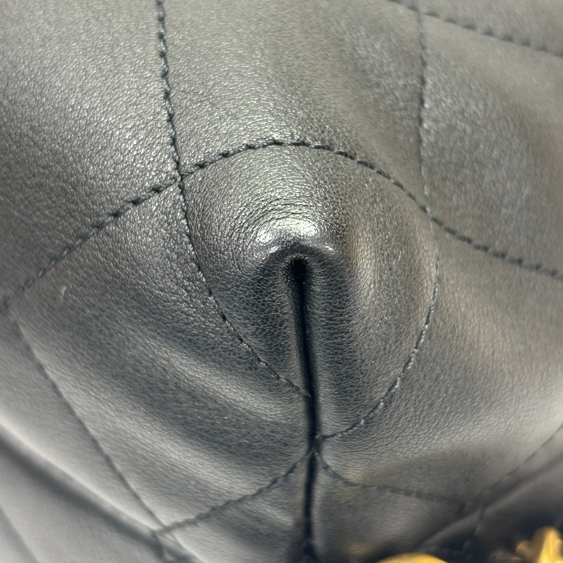 黑色 菱格紋 牛皮 雙肩 HOBO 肩背包 金扣【CHANEL 香奈兒】 AS5523-12