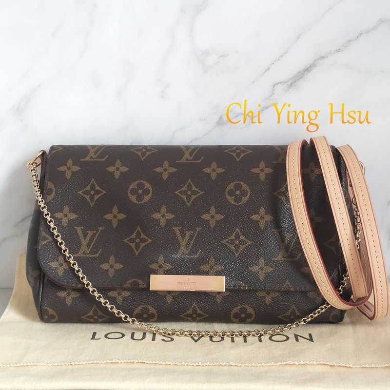 LV 經典老花M40718 🎀現品實拍 🎀 Favorite MM 經典花紋鍊條肩背包 斜背包~二手-12