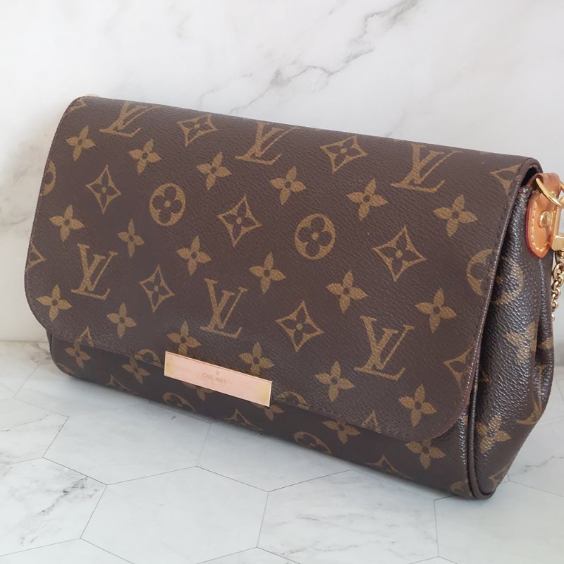 LV 經典老花M40718 🎀現品實拍 🎀 Favorite MM 經典花紋鍊條肩背包 斜背包~二手-15