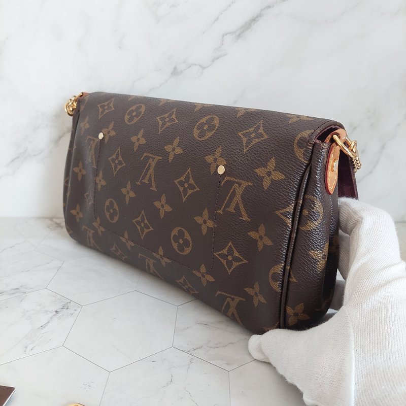 LV 經典老花M40718 🎀現品實拍 🎀 Favorite MM 經典花紋鍊條肩背包 斜背包~二手-21