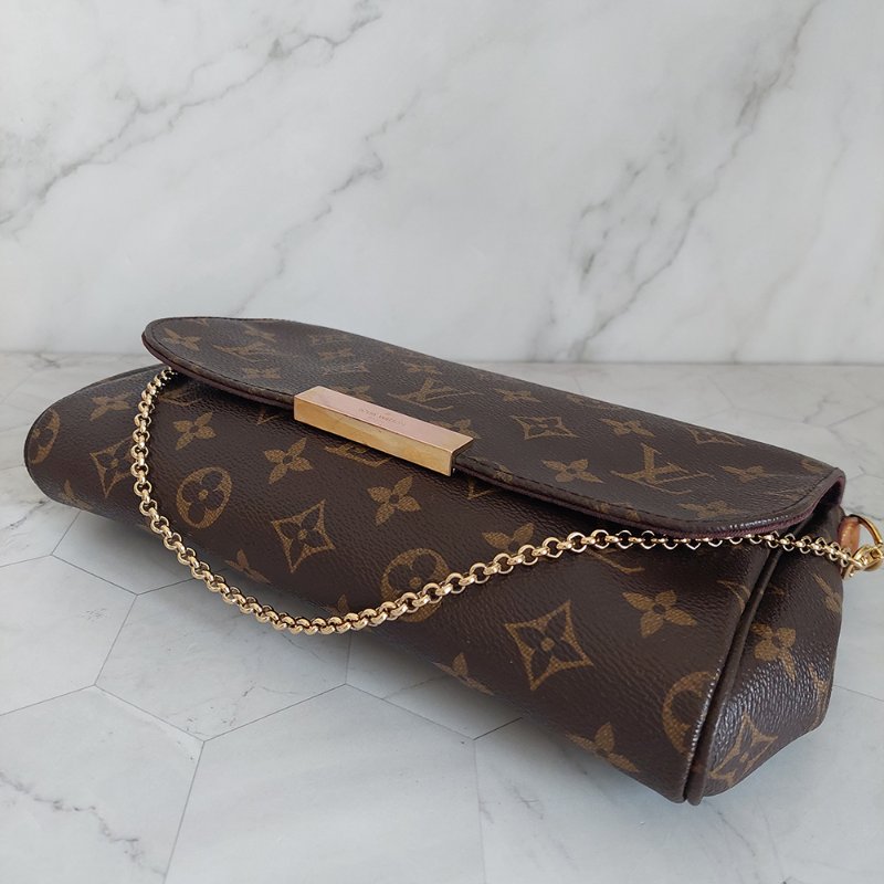 LV 經典老花M40718 🎀現品實拍 🎀 Favorite MM 經典花紋鍊條肩背包 斜背包~二手-23