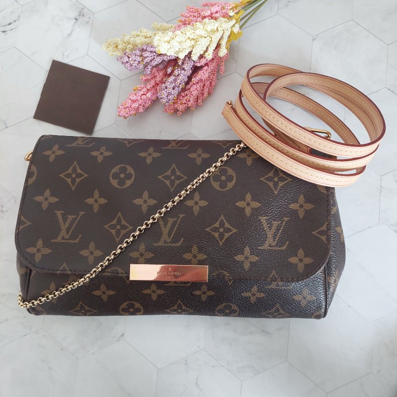 LV 經典老花M40718 🎀現品實拍 🎀 Favorite MM 經典花紋鍊條肩背包 斜背包~二手-67