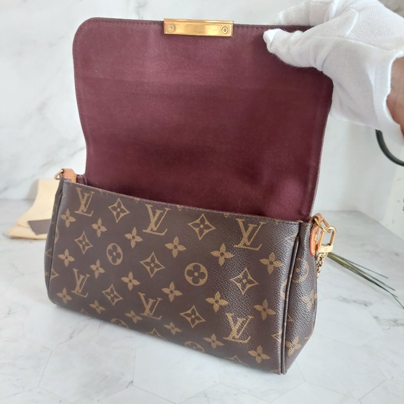 LV 經典老花M40718 🎀現品實拍 🎀 Favorite MM 經典花紋鍊條肩背包 斜背包~二手-78