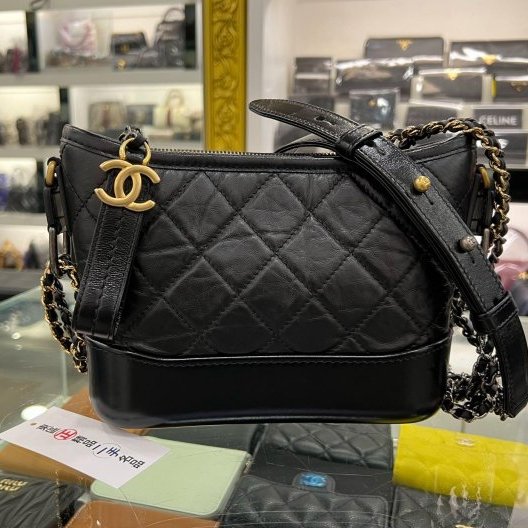 東區正精品㊣CHANEL A91810 香奈兒黑色牛皮金銀雙色皮穿鍊帶流浪包肩背包斜背包小款 RZ6188-0