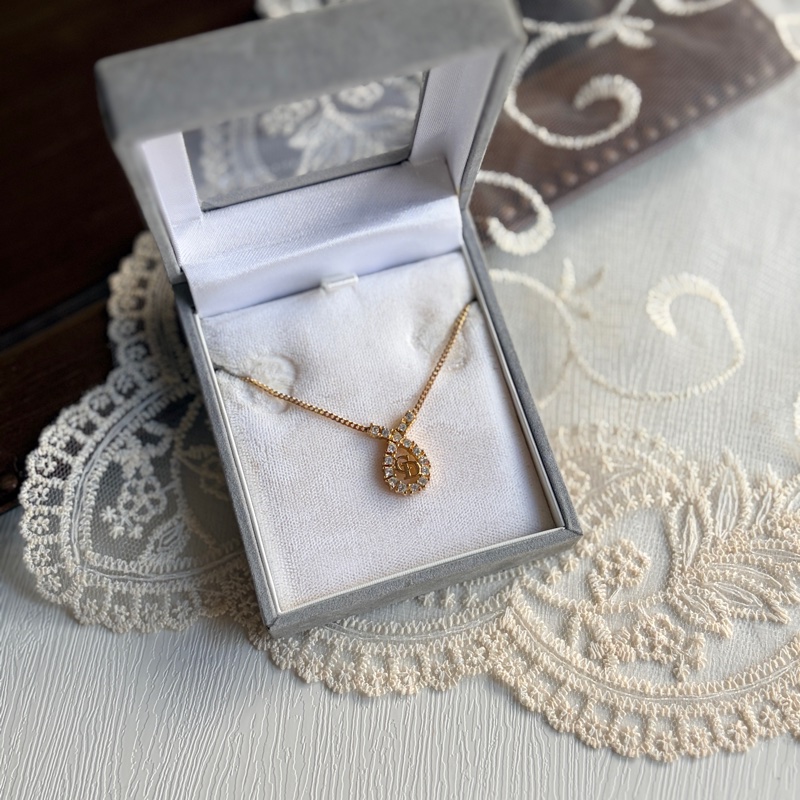 Christian Dior 水滴形萊茵石 頸鏈 項鏈 鍍金-3