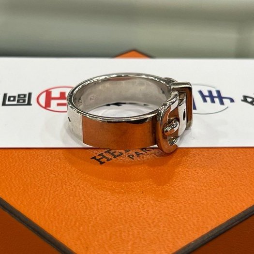 東區正精品㊣HERMES 925 愛馬仕純銀皮帶環戒指 62號RZ6175-2