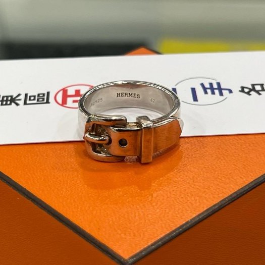 東區正精品㊣HERMES 925 愛馬仕純銀皮帶環戒指 62號RZ6175-3