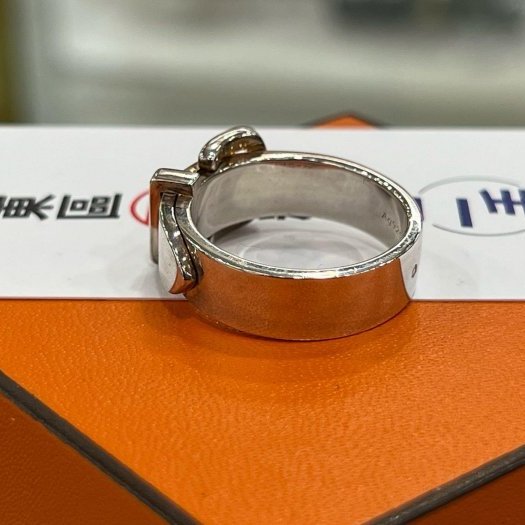 東區正精品㊣HERMES 925 愛馬仕純銀皮帶環戒指 62號RZ6175-5