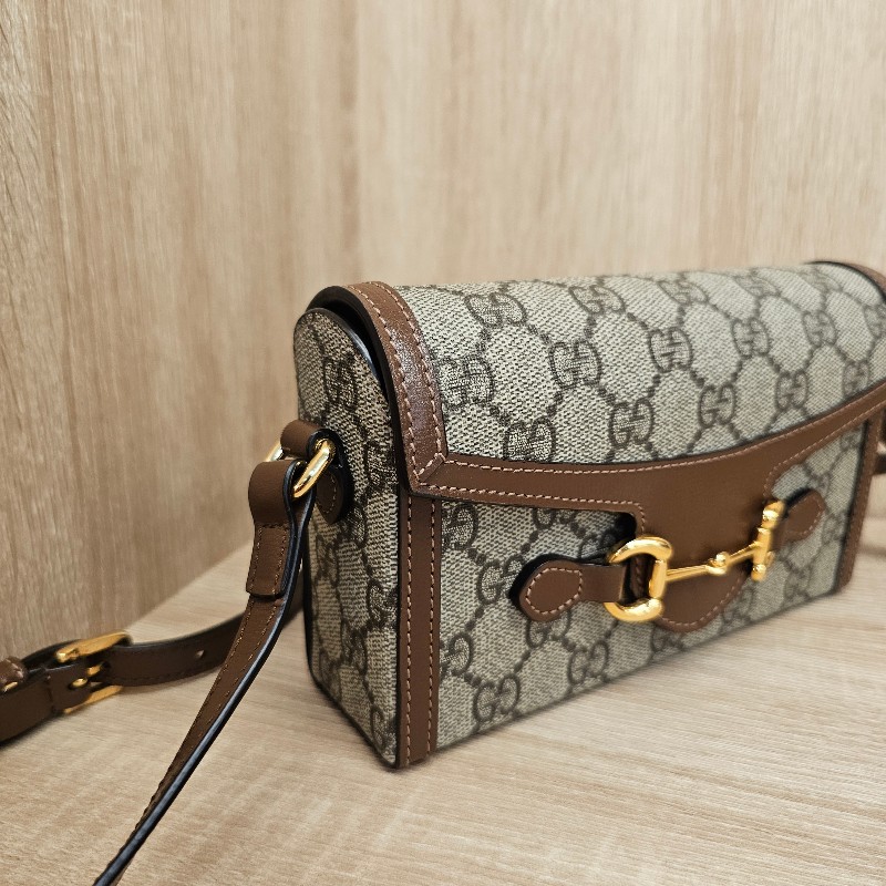 [平台最甜新年甜價出回饋❣️] Gucci老花金釦Horsebit 1955迷你斜背包-1