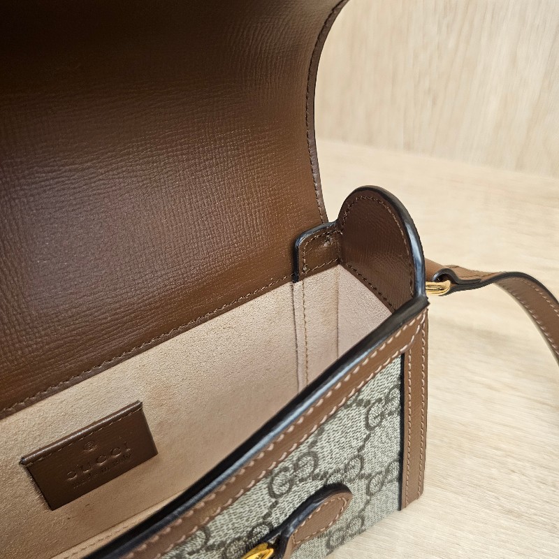 [平台最甜新年甜價出回饋❣️] Gucci老花金釦Horsebit 1955迷你斜背包-16