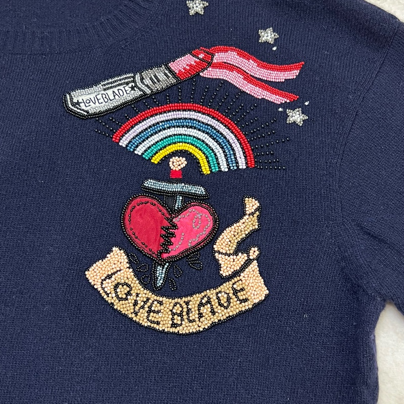 Valentino 羊毛混羊絨毛衣 重工刺繡+珍珠細節實在太美😍-1